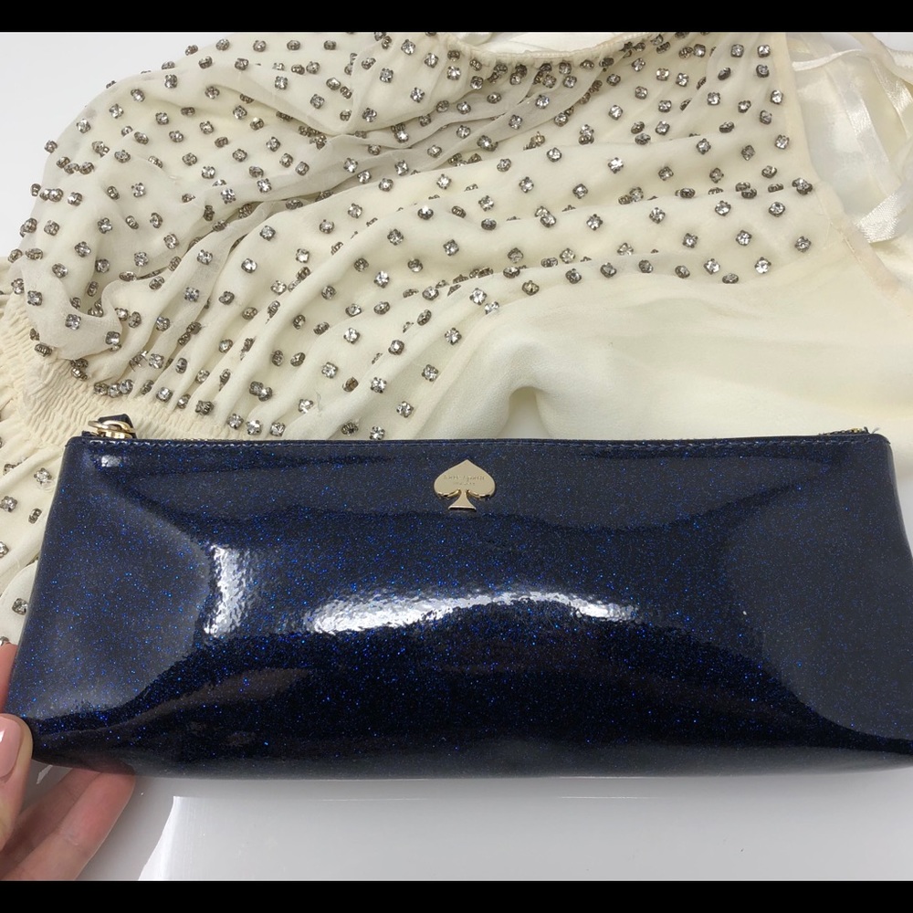 Kate Spade Glitter Bug Blue Makeup Brush Bag